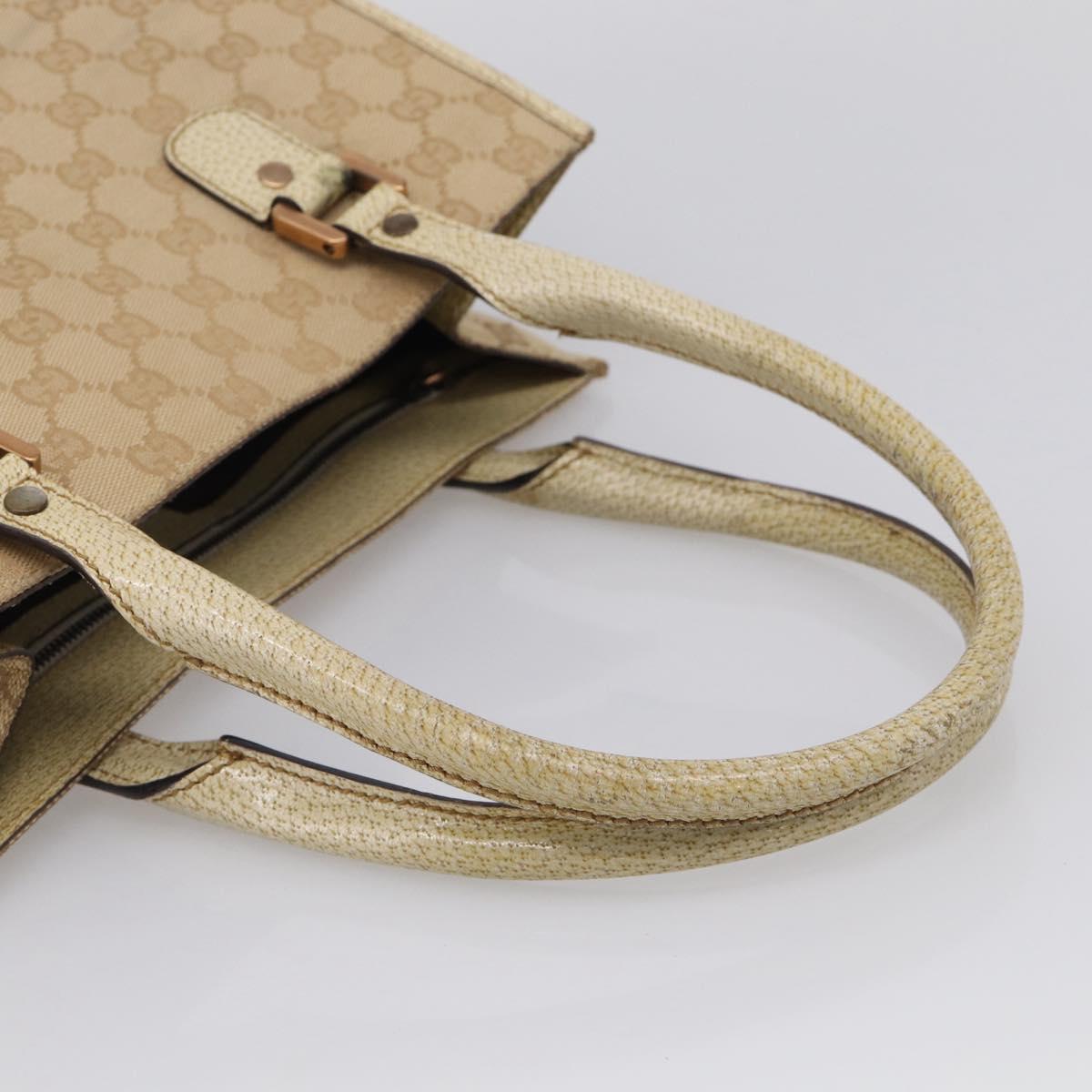 GUCCI GG Canvas Hand Bag Beige Bronze 124260 Auth 216281A