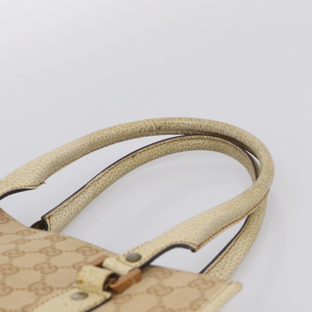 GUCCI GG Canvas Hand Bag Beige Bronze 124260 Auth 216281A