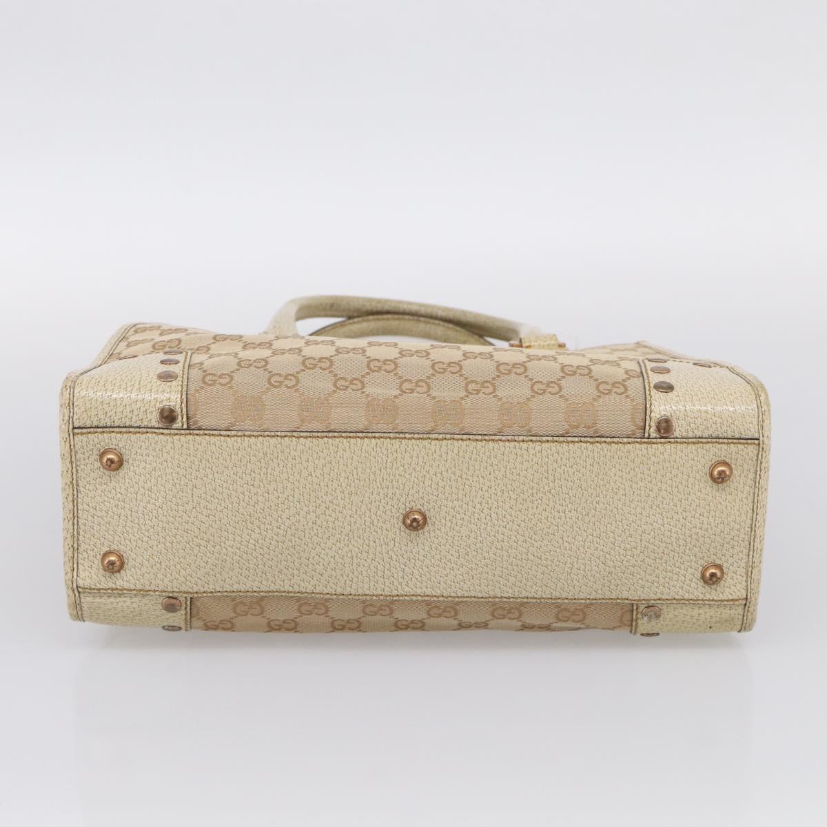 GUCCI GG Canvas Hand Bag Beige Bronze 124260 Auth 216281A