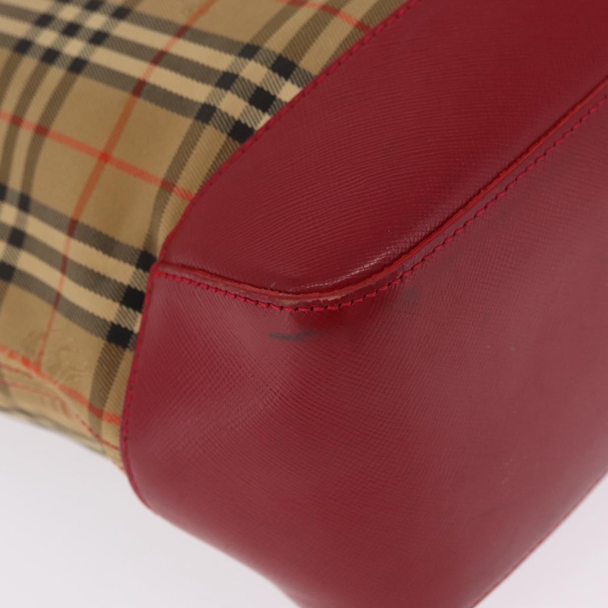 BURBERRY Nova Check Shoulder Bag Canvas Beige Gold Auth 216286A