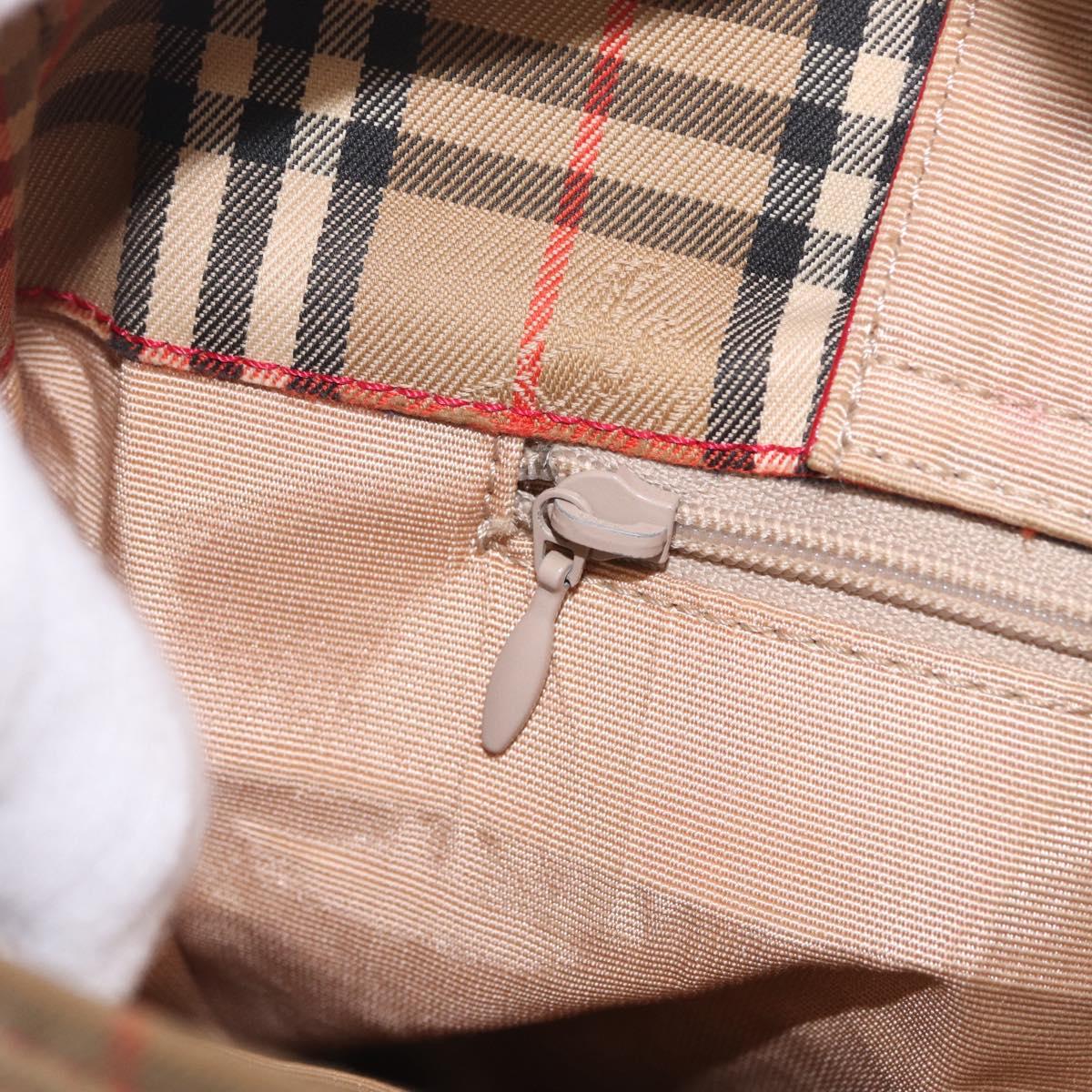 BURBERRY Nova Check Shoulder Bag Canvas Beige Gold Auth 216286A
