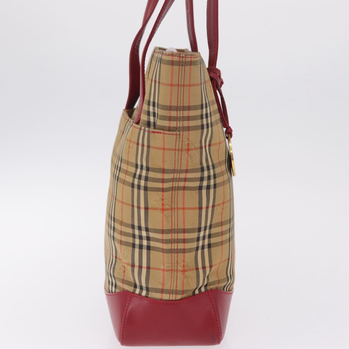 BURBERRY Nova Check Shoulder Bag Canvas Beige Gold Auth 216286A