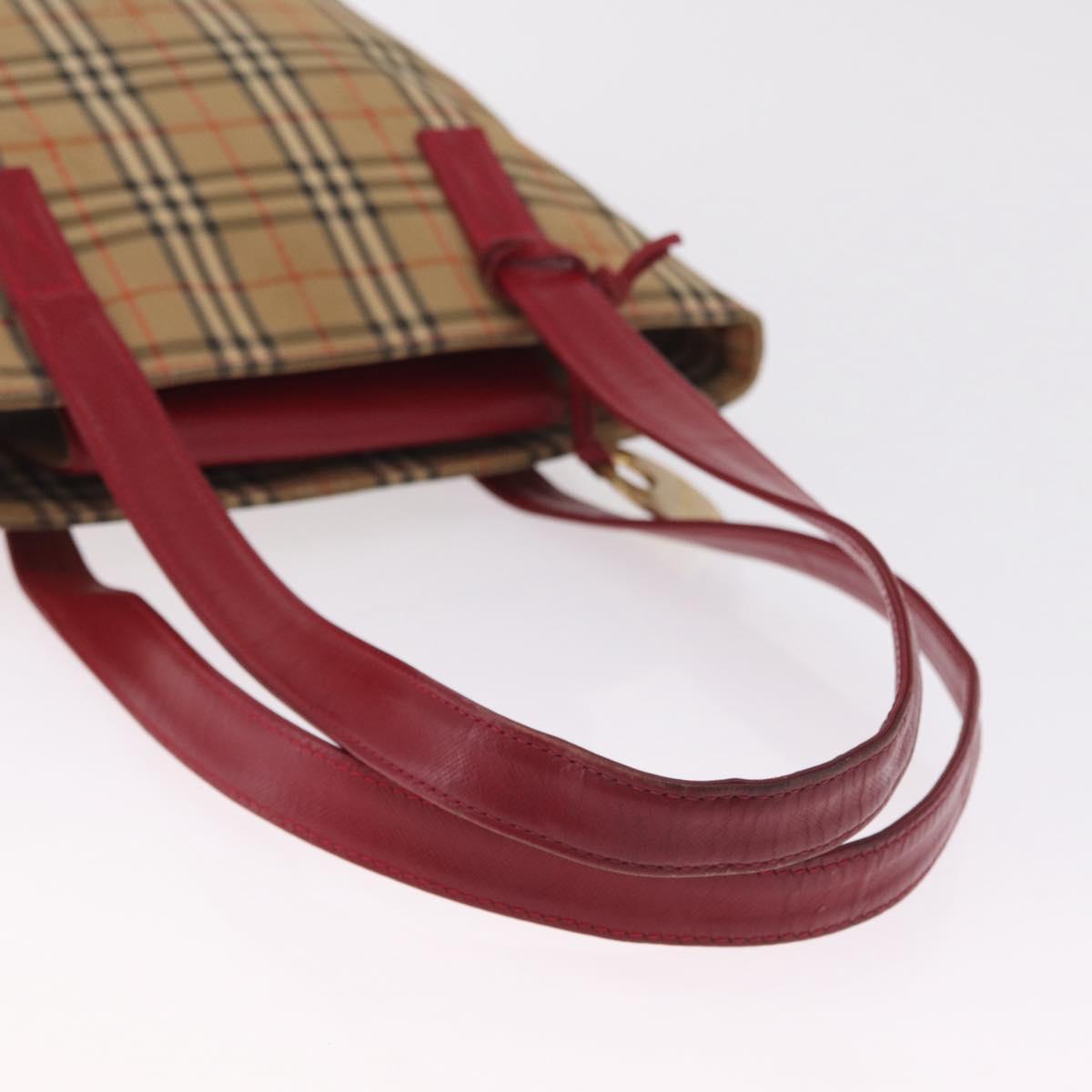 BURBERRY Nova Check Shoulder Bag Canvas Beige Gold Auth 216286A
