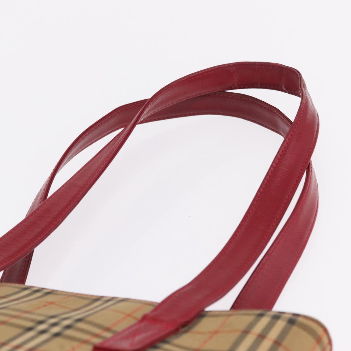 BURBERRY Nova Check Shoulder Bag Canvas Beige Gold Auth 216286A