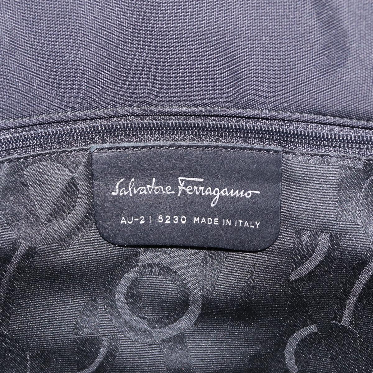 Salvatore Ferragamo Vala Tote Bag Canvas Black Silver Auth 216287A