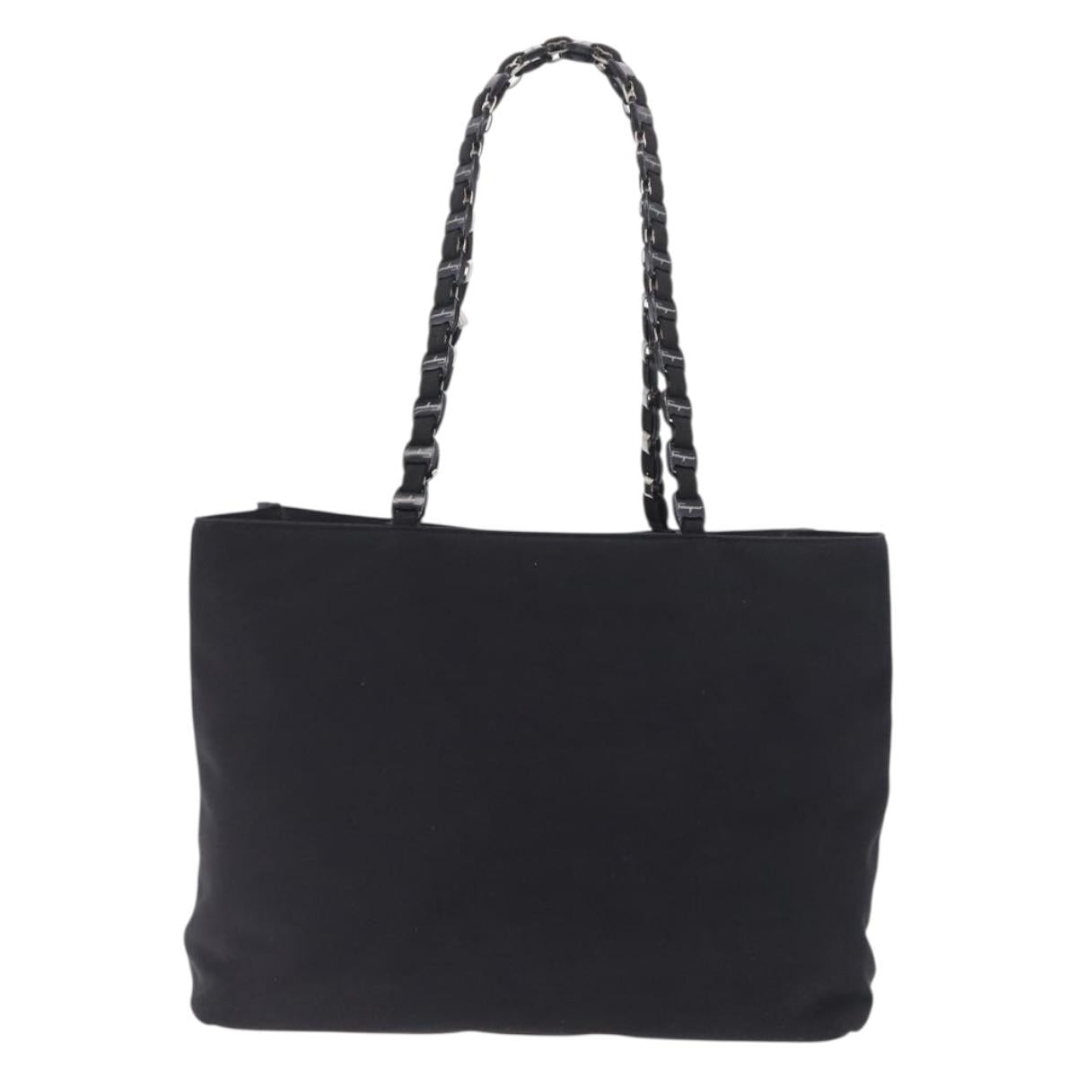 Salvatore Ferragamo Vala Tote Bag Canvas Black Silver Auth 216287A
