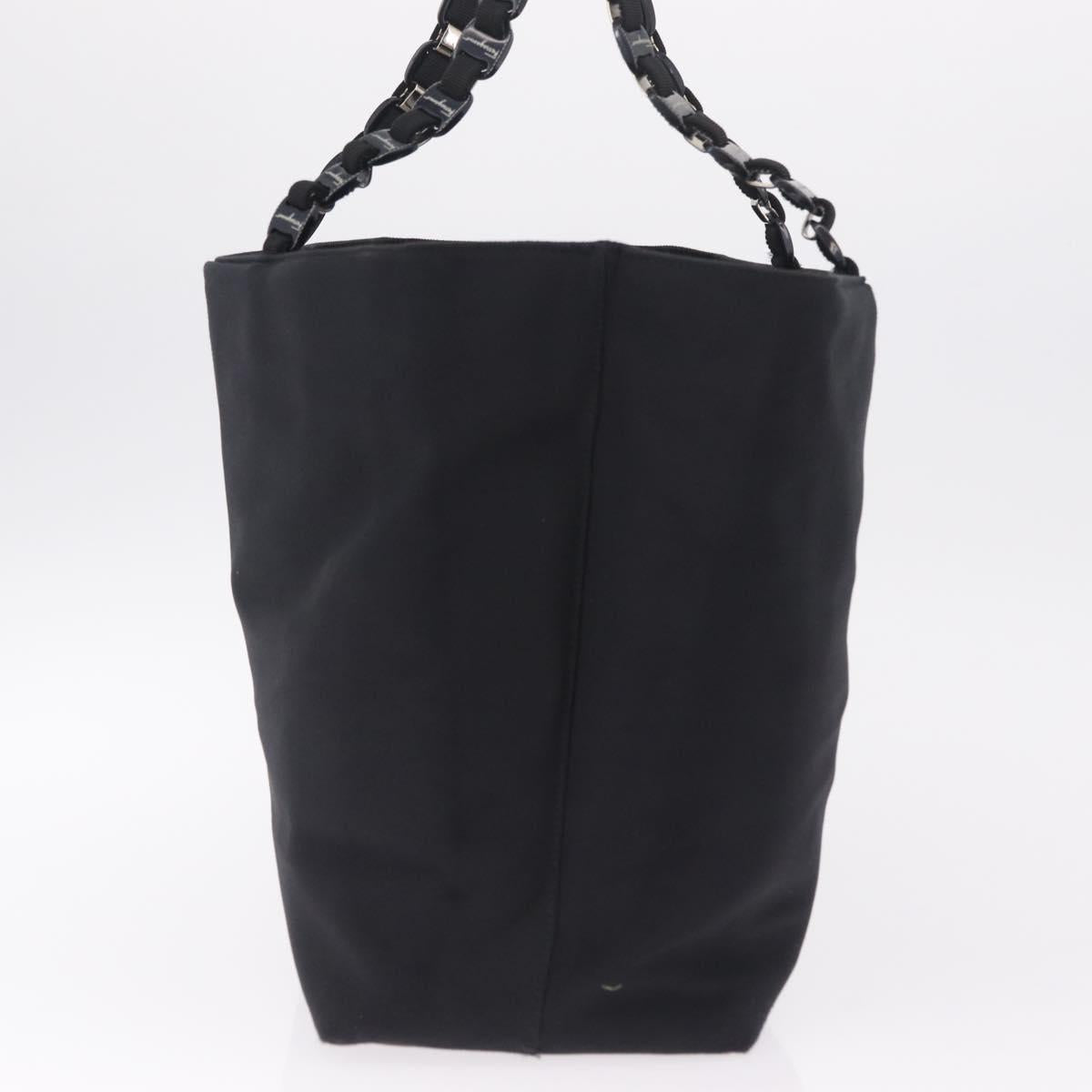 Salvatore Ferragamo Vala Tote Bag Canvas Black Silver Auth 216287A