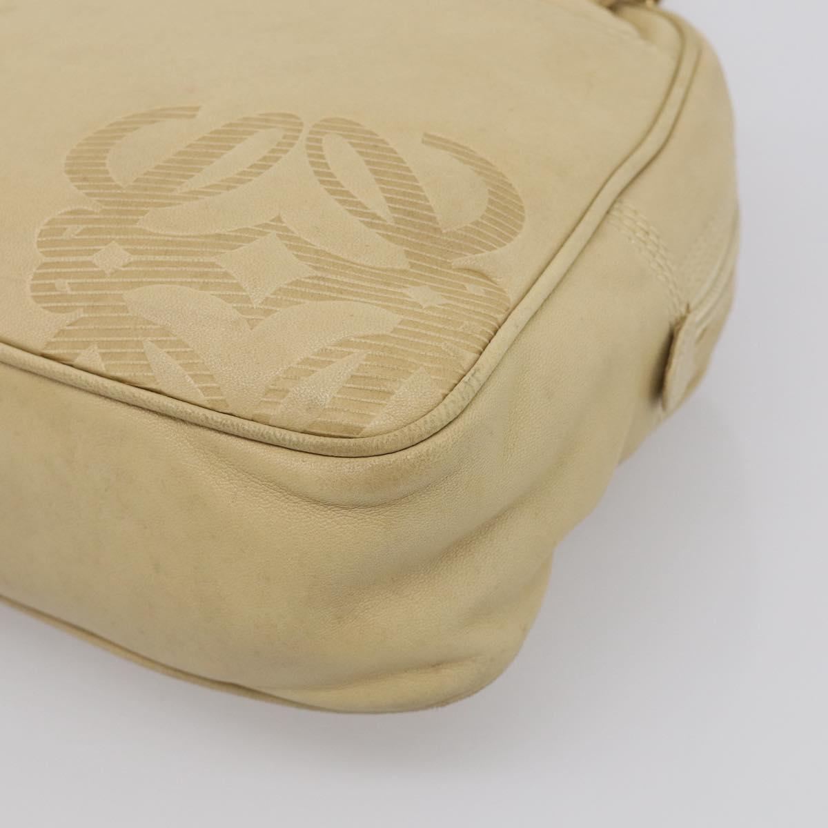 LOEWE Shoulder Bag Leather Beige Gold Auth 216289
