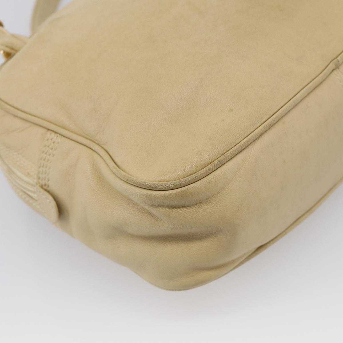 LOEWE Shoulder Bag Leather Beige Gold Auth 216289