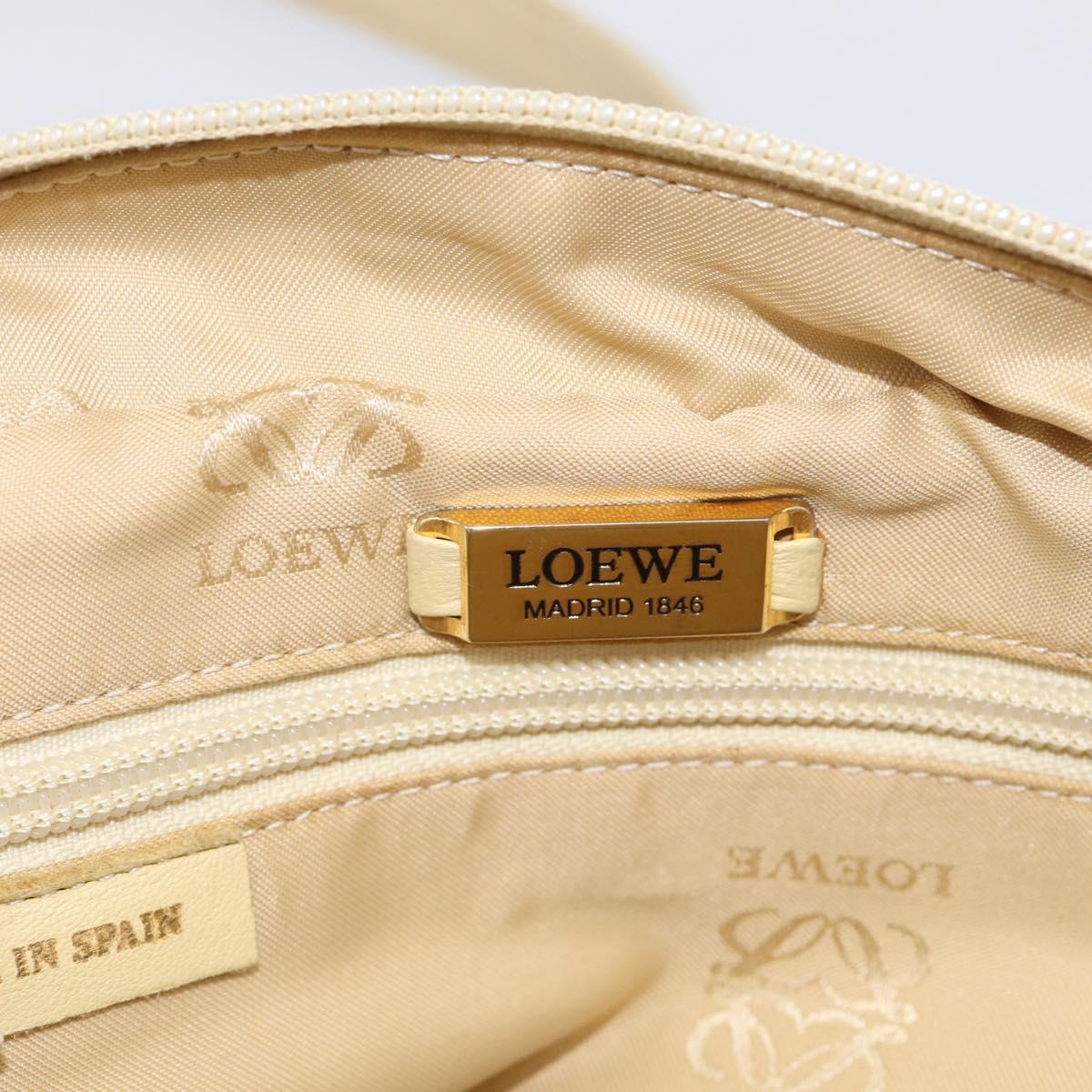LOEWE Shoulder Bag Leather Beige Gold Auth 216289