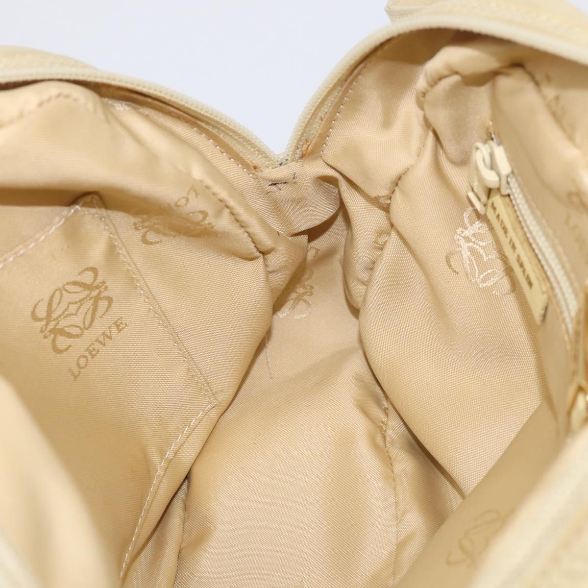 LOEWE Shoulder Bag Leather Beige Gold Auth 216289