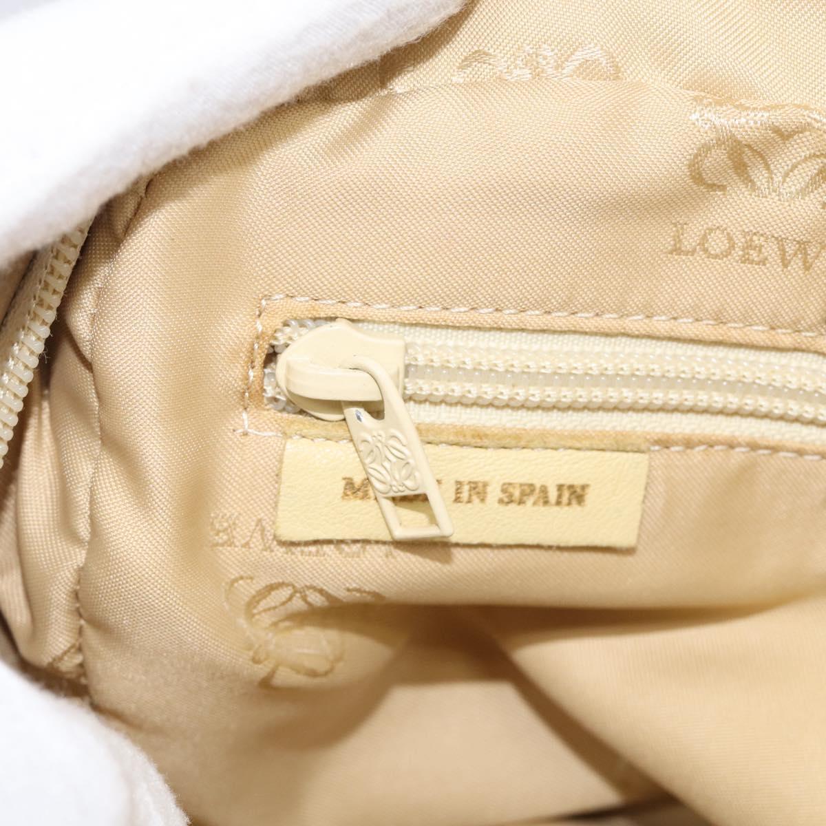 LOEWE Shoulder Bag Leather Beige Gold Auth 216289
