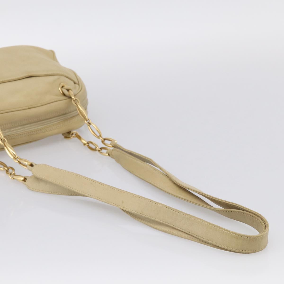 LOEWE Shoulder Bag Leather Beige Gold Auth 216289