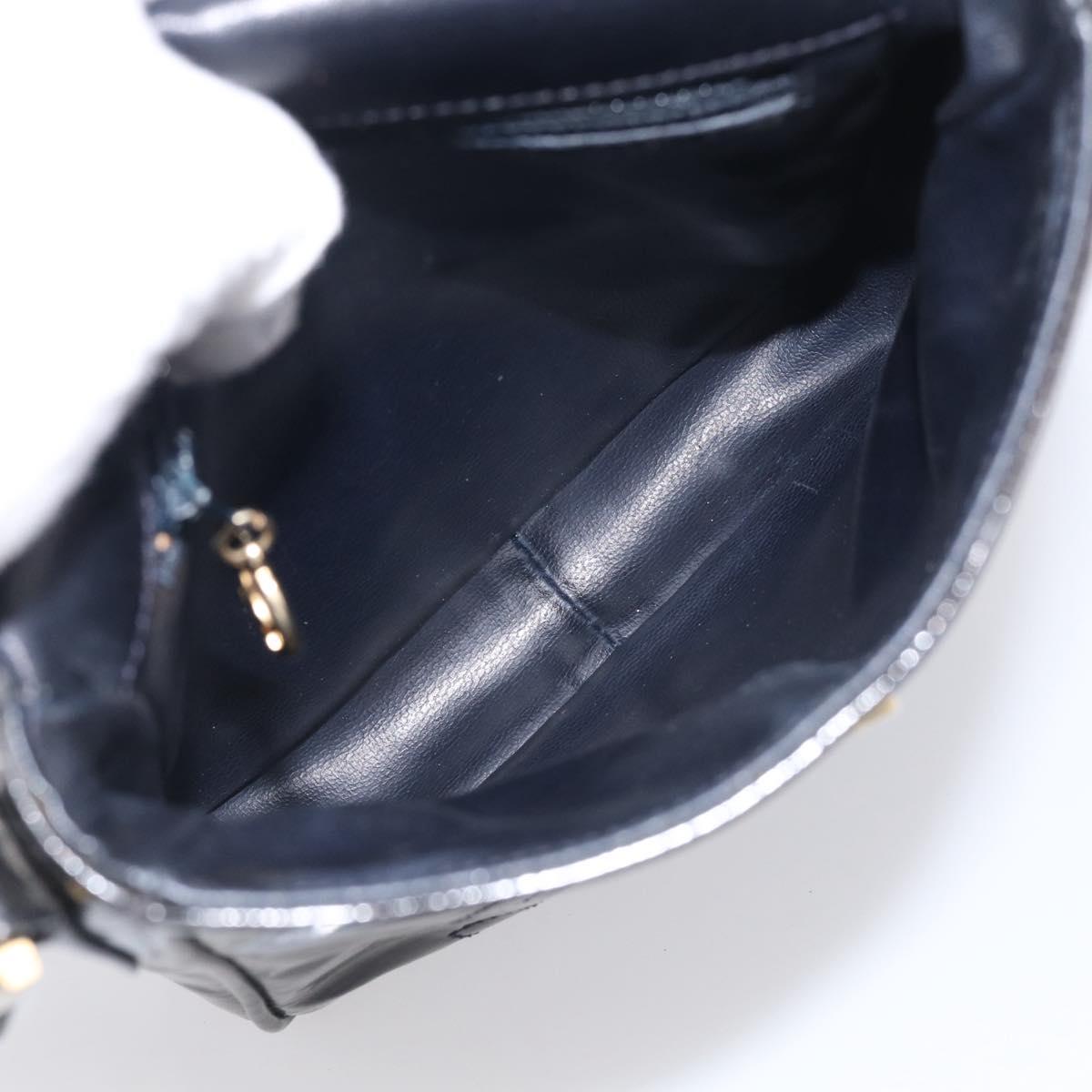 CHANEL Matelasse Shoulder Bag Patent leather Black Gold CC Auth 216292