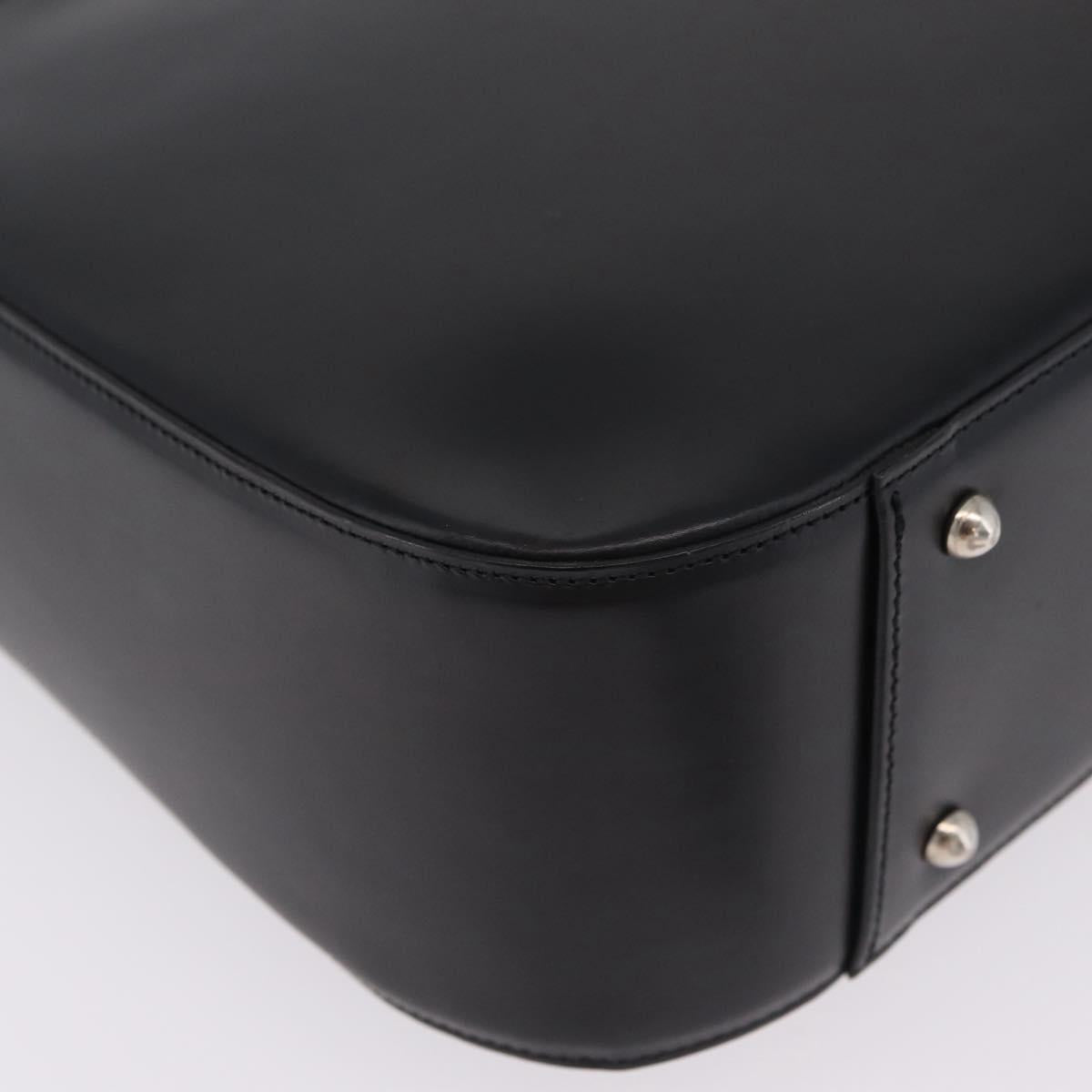 Burberrys Tote Bag Leather Black Silver Auth 216296A