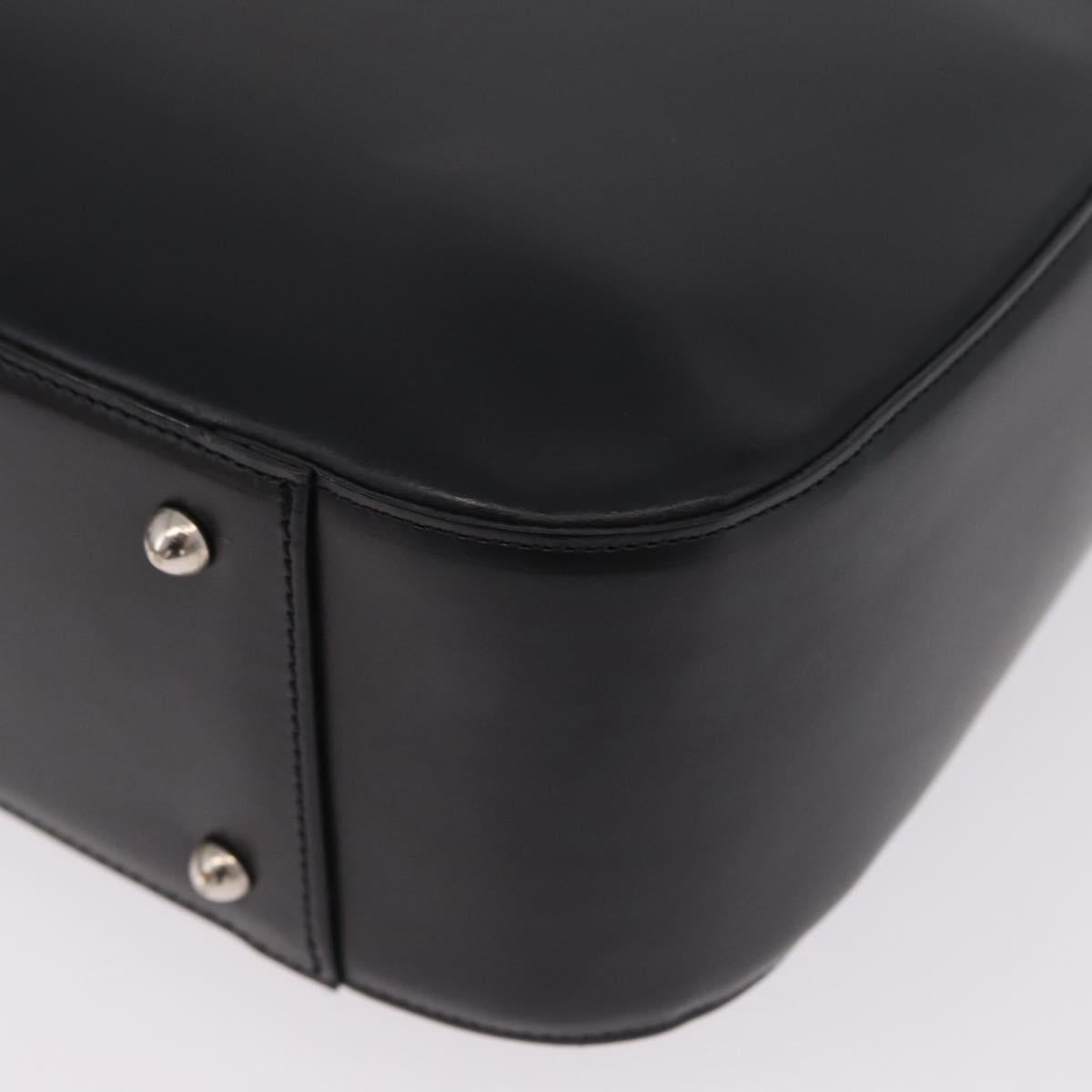 Burberrys Tote Bag Leather Black Silver Auth 216296A