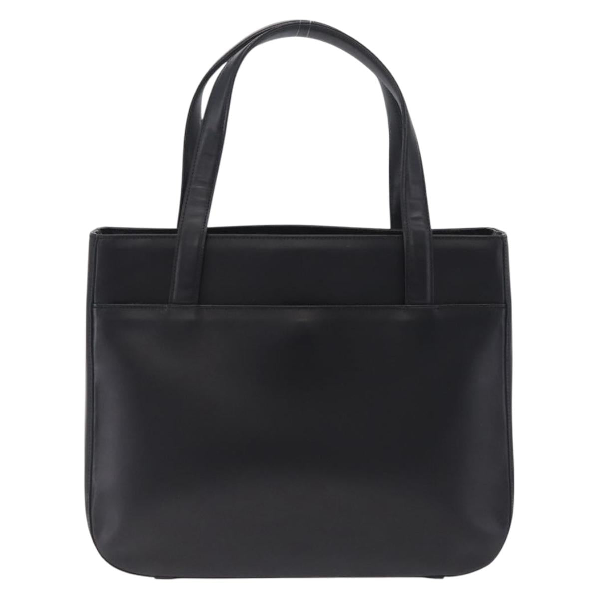 Burberrys Tote Bag Leather Black Silver Auth 216296A