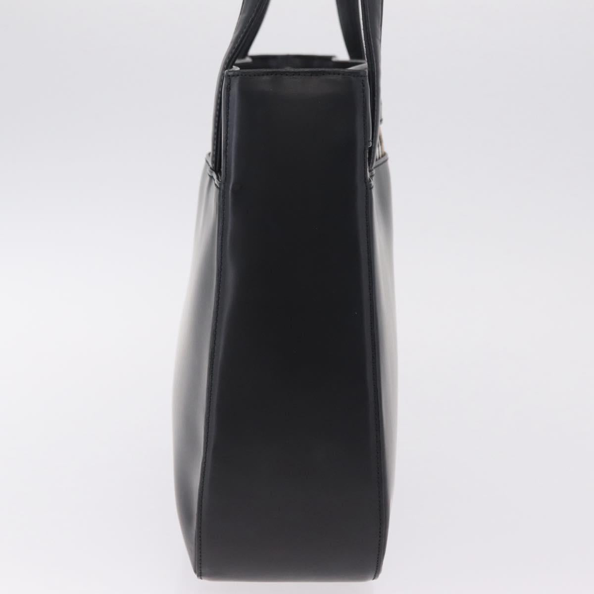 Burberrys Tote Bag Leather Black Silver Auth 216296A