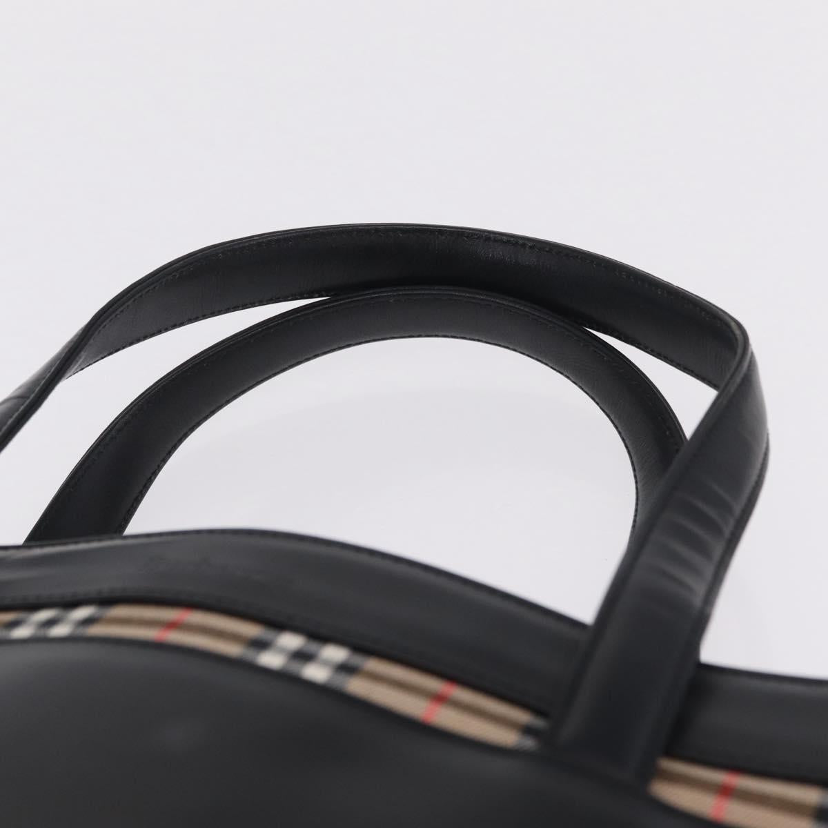 Burberrys Tote Bag Leather Black Silver Auth 216296A