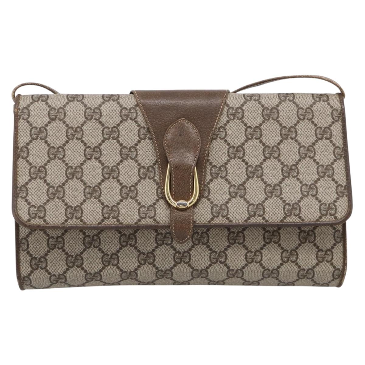 GUCCI GG Supreme Shoulder Bag PVC Beige Gold 904 02 050 Auth 216297