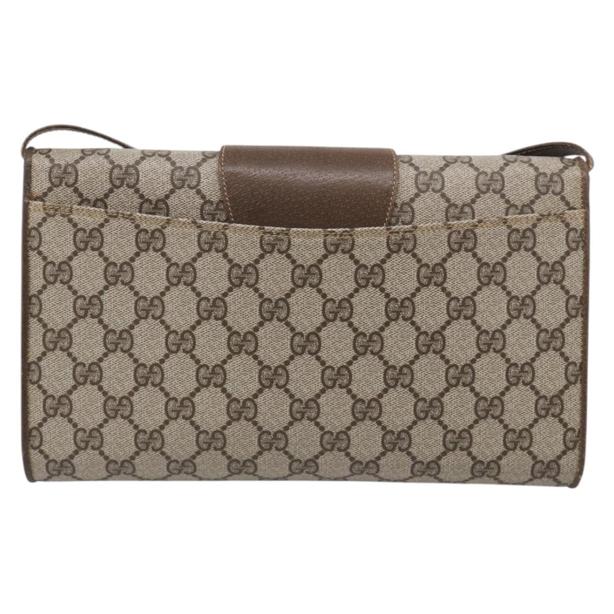 GUCCI GG Supreme Shoulder Bag PVC Beige Gold 904 02 050 Auth 216297