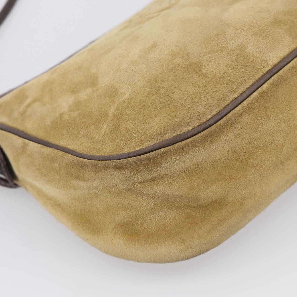 LOEWE Shoulder Bag Suede Beige Gold Auth 216298A