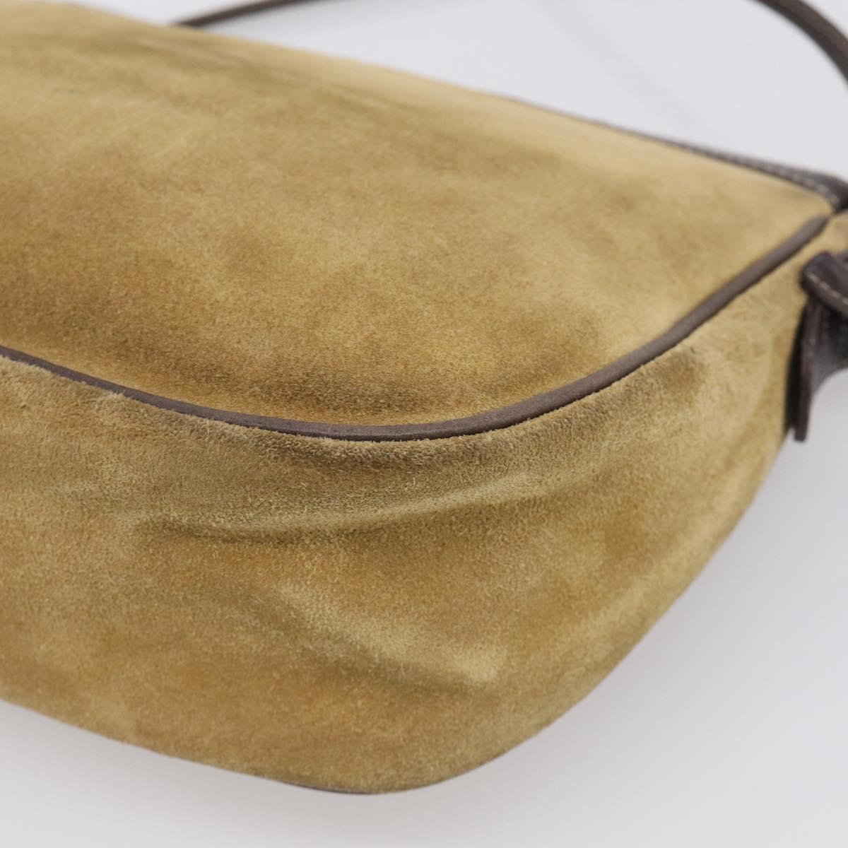 LOEWE Shoulder Bag Suede Beige Gold Auth 216298A