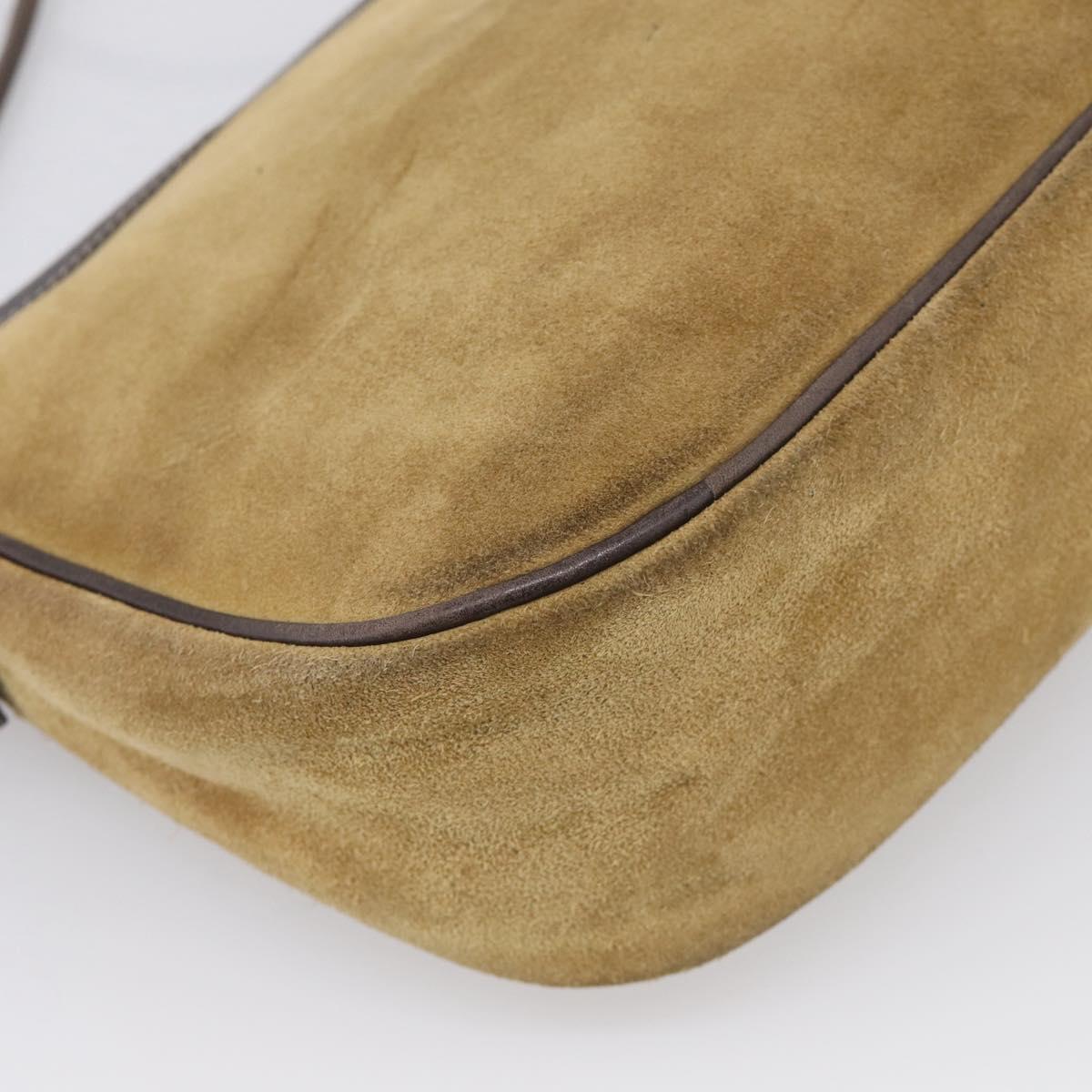 LOEWE Shoulder Bag Suede Beige Gold Auth 216298A