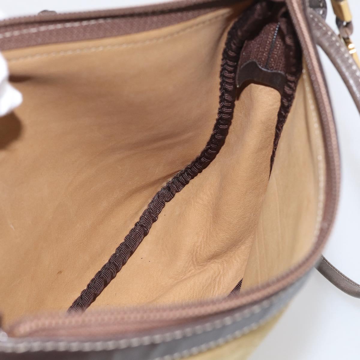LOEWE Shoulder Bag Suede Beige Gold Auth 216298A