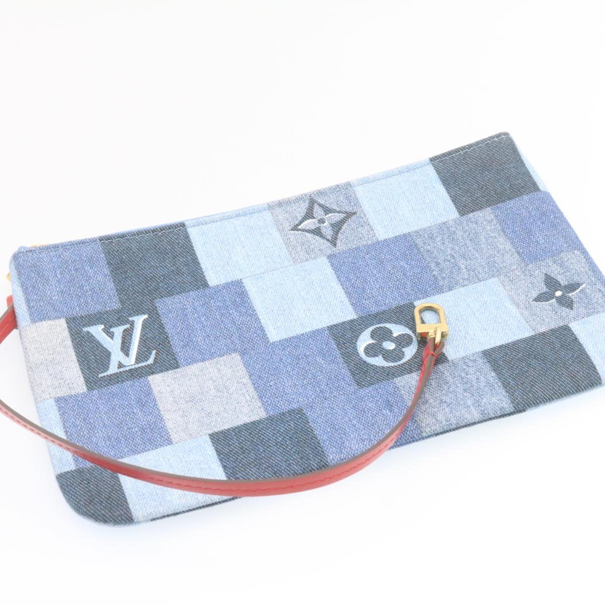 LOUIS VUITTON Monogram Denim Neverfull MM Tote Bag Blue M44981 LV Auth 22325SM
