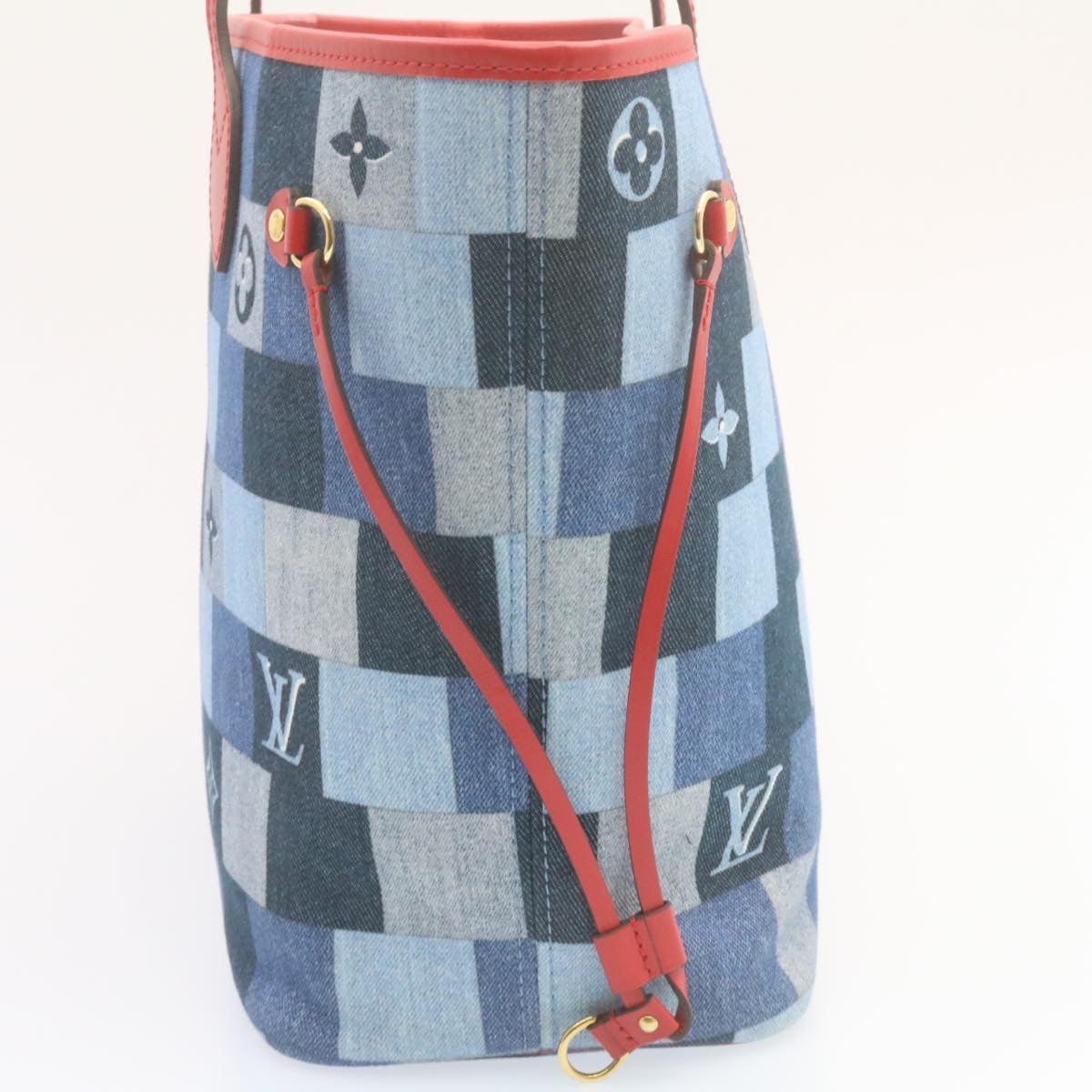 LOUIS VUITTON Monogram Denim Neverfull MM Tote Bag Blue M44981 LV Auth 22325SM