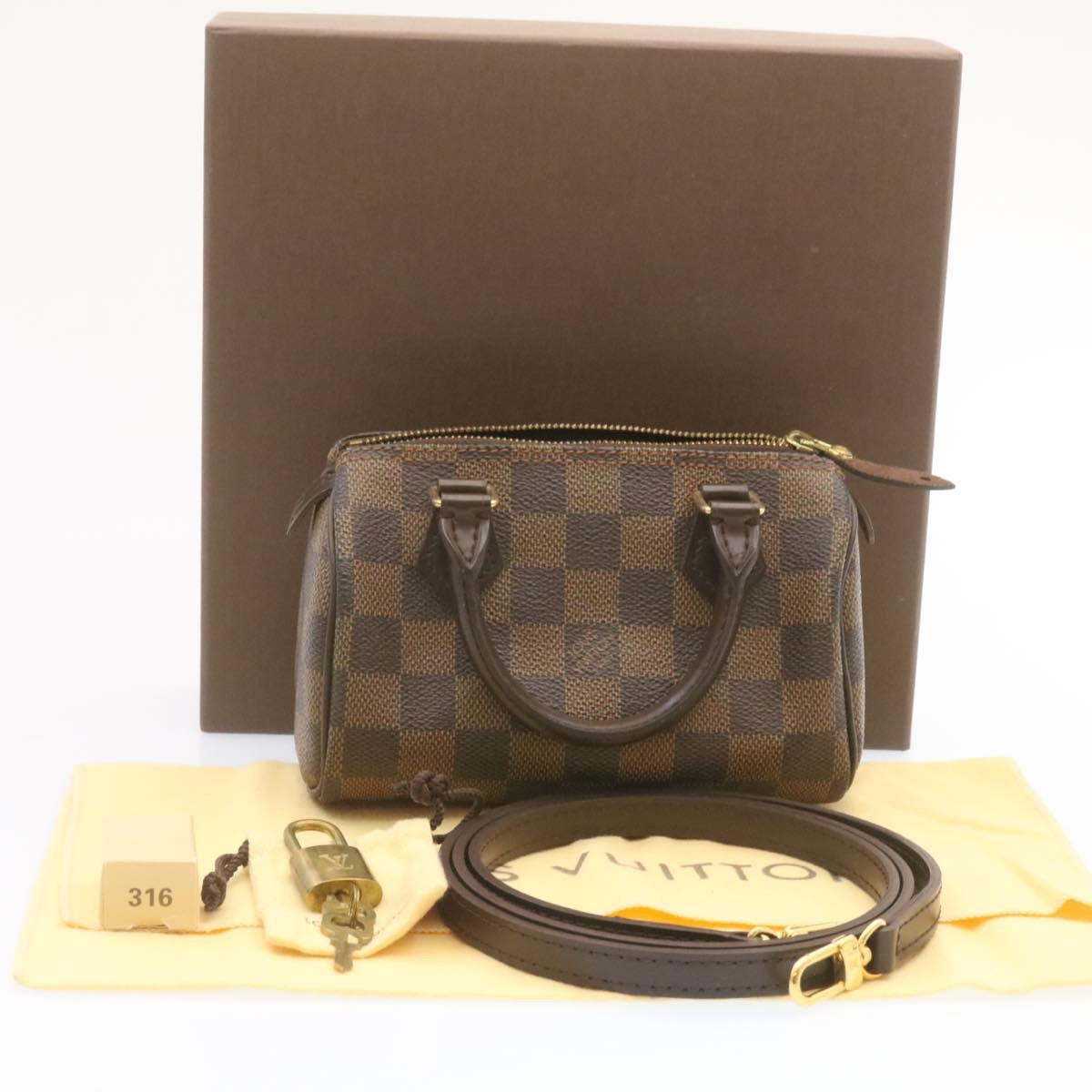 LOUIS VUITTON Damier Ebene Mini Speedy Hand Bag SP Order LV Auth 23260SM