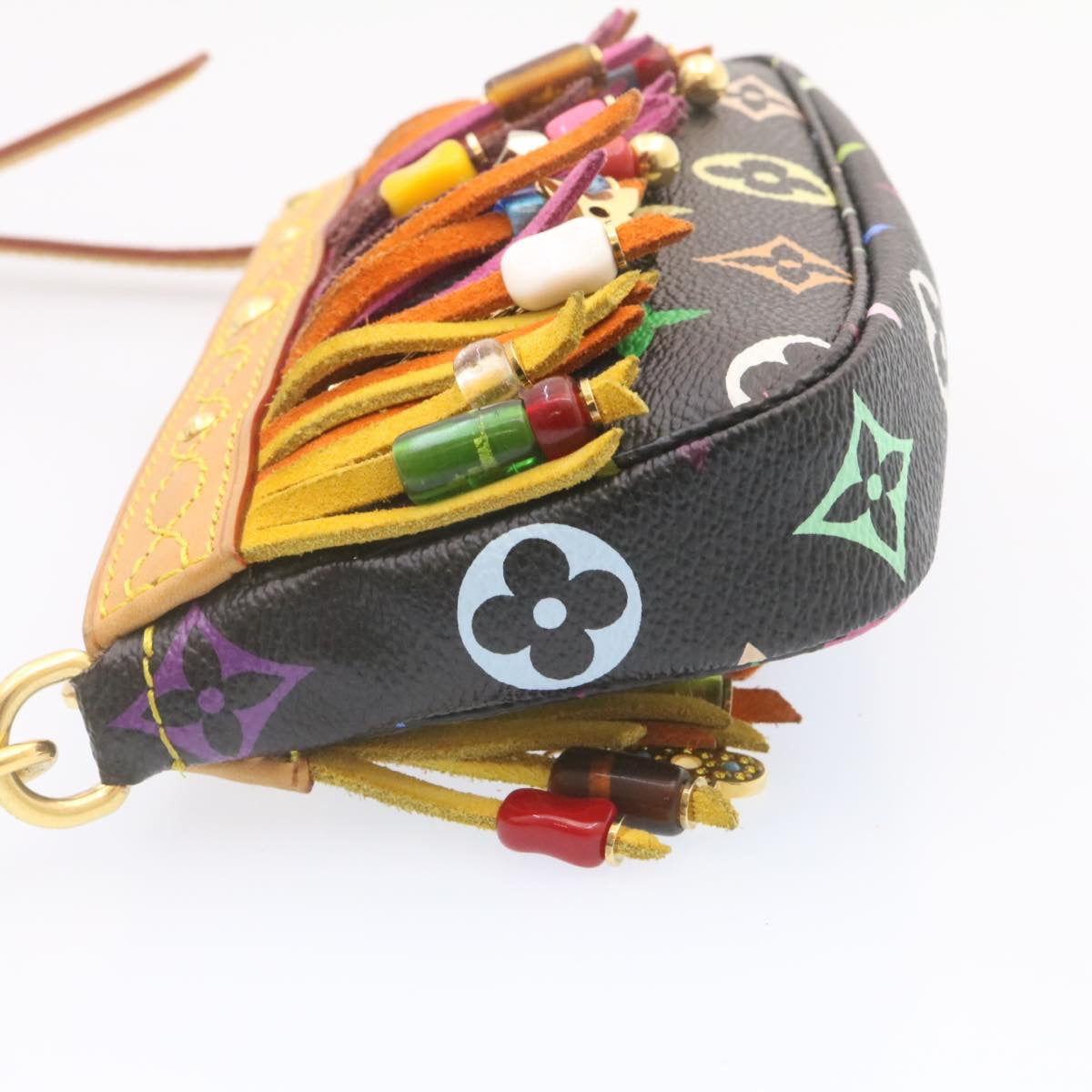 LOUIS VUITTON Monogram Multicolor Bucket Frange ToteBag Black M40110 Auth 25649S