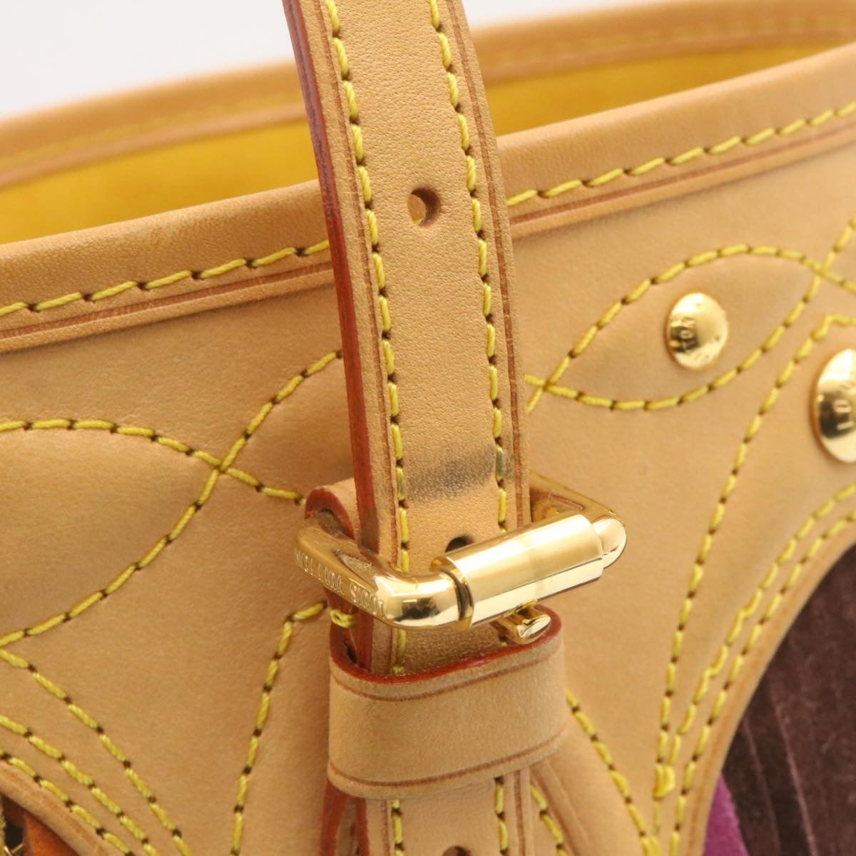 LOUIS VUITTON Monogram Multicolor Bucket Frange ToteBag Black M40110 Auth 25649S