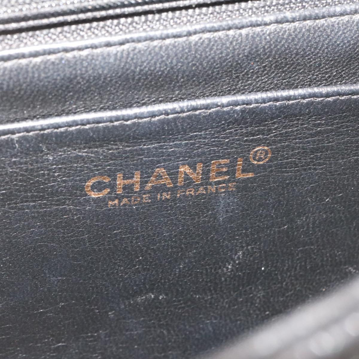 CHANEL Big Matelasse 34 Flap Chain Bag Caviar Skin Black Gold CC Auth 25984SA