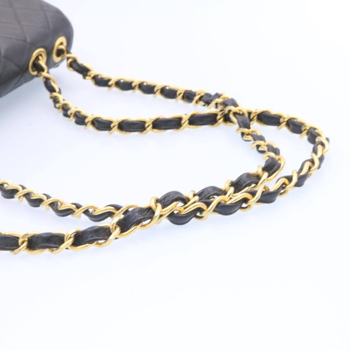 CHANEL Big Matelasse 34 Flap Chain Bag Caviar Skin Black Gold CC Auth 25984SA