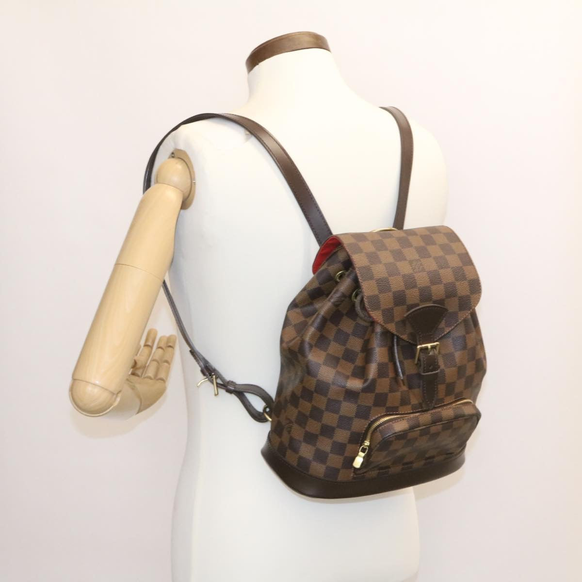 LOUIS VUITTON Damier Ebene Montsouris MM Backpack N51143 LV Auth 26498SAM