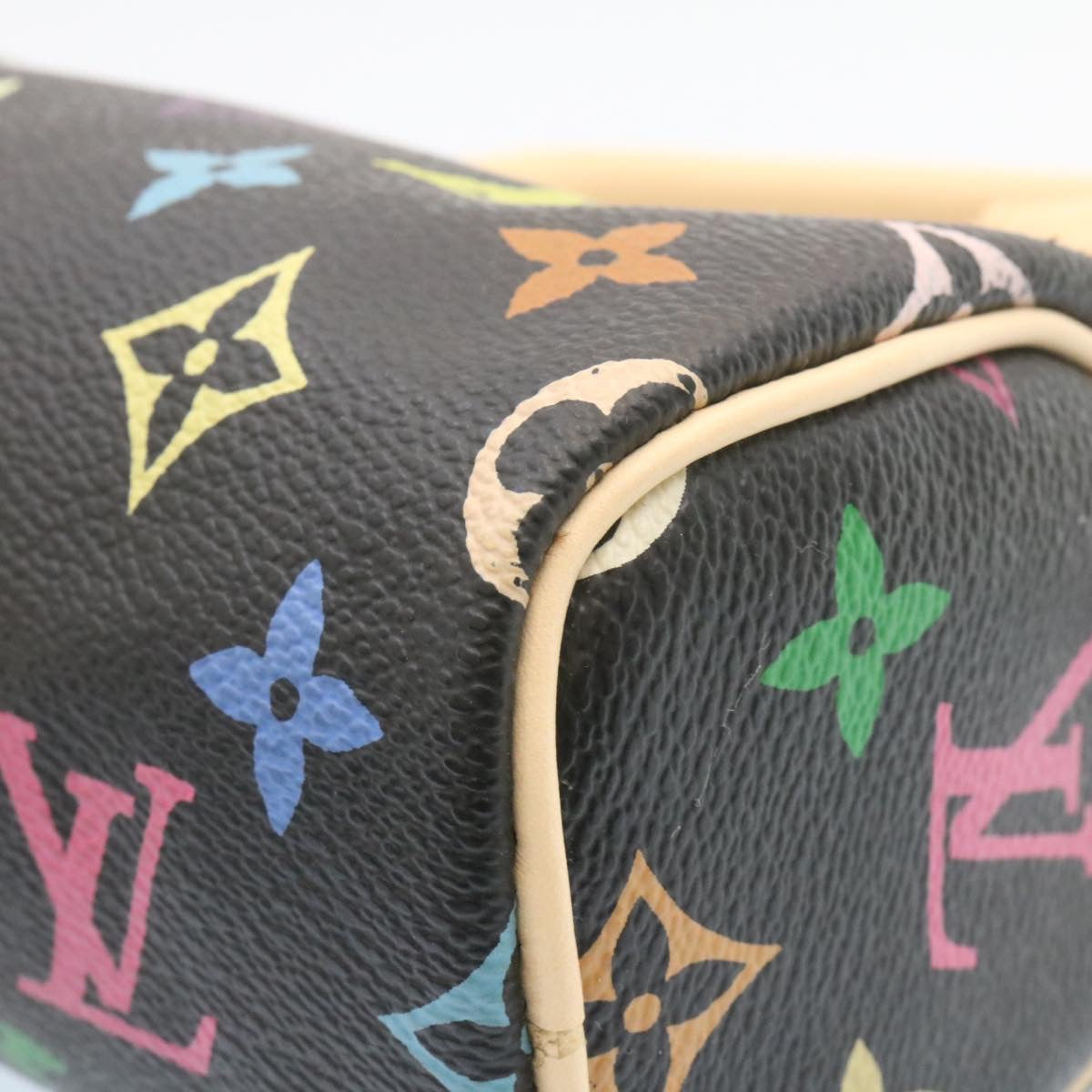 LOUIS VUITTON Monogram Multicolor Mini Speedy Hand Bag Black M92644 Auth 26986SM