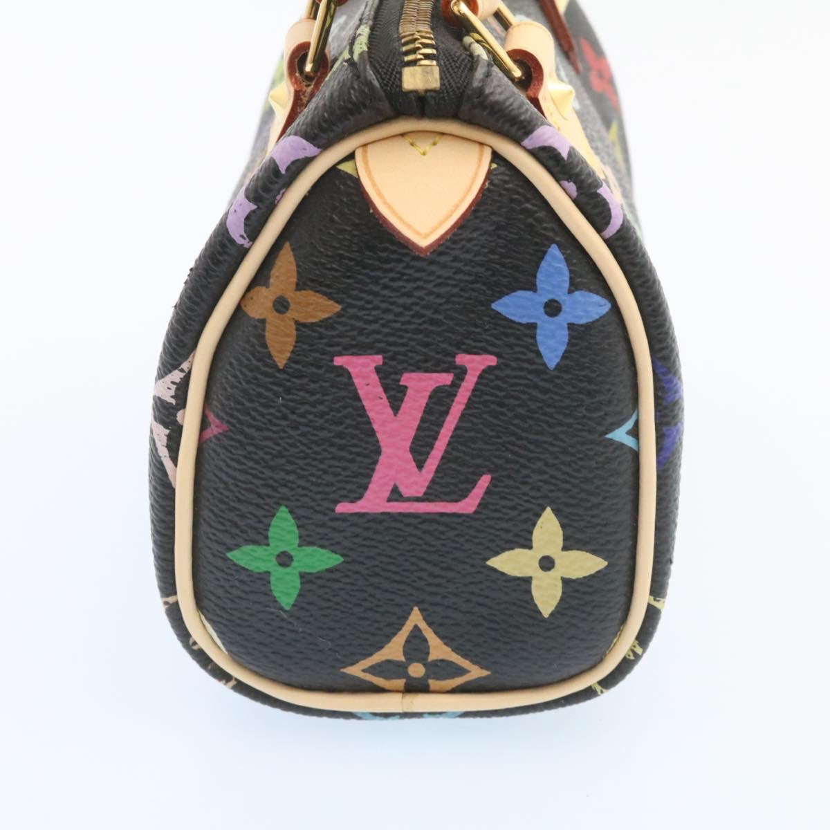 LOUIS VUITTON Monogram Multicolor Mini Speedy Hand Bag Black M92644 Auth 26986SM
