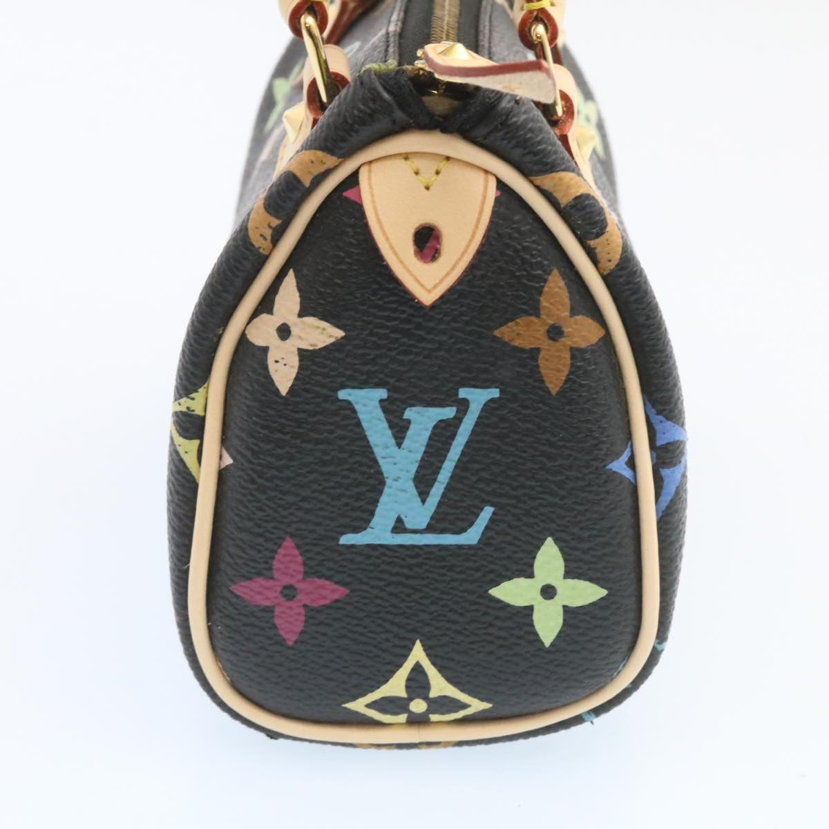 LOUIS VUITTON Monogram Multicolor Mini Speedy Hand Bag Black M92644 Auth 26986SM