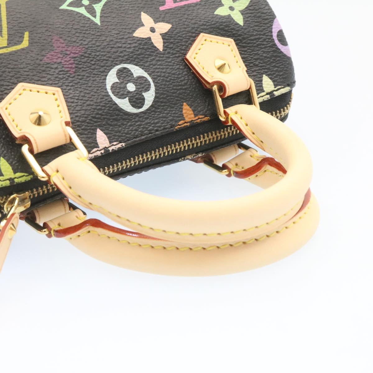 LOUIS VUITTON Monogram Multicolor Mini Speedy Hand Bag Black M92644 Auth 26986SM