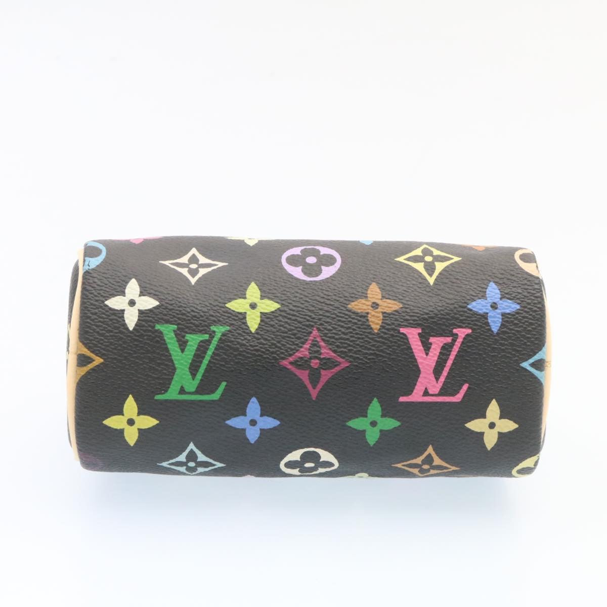 LOUIS VUITTON Monogram Multicolor Mini Speedy Hand Bag Black M92644 Auth 26986SM