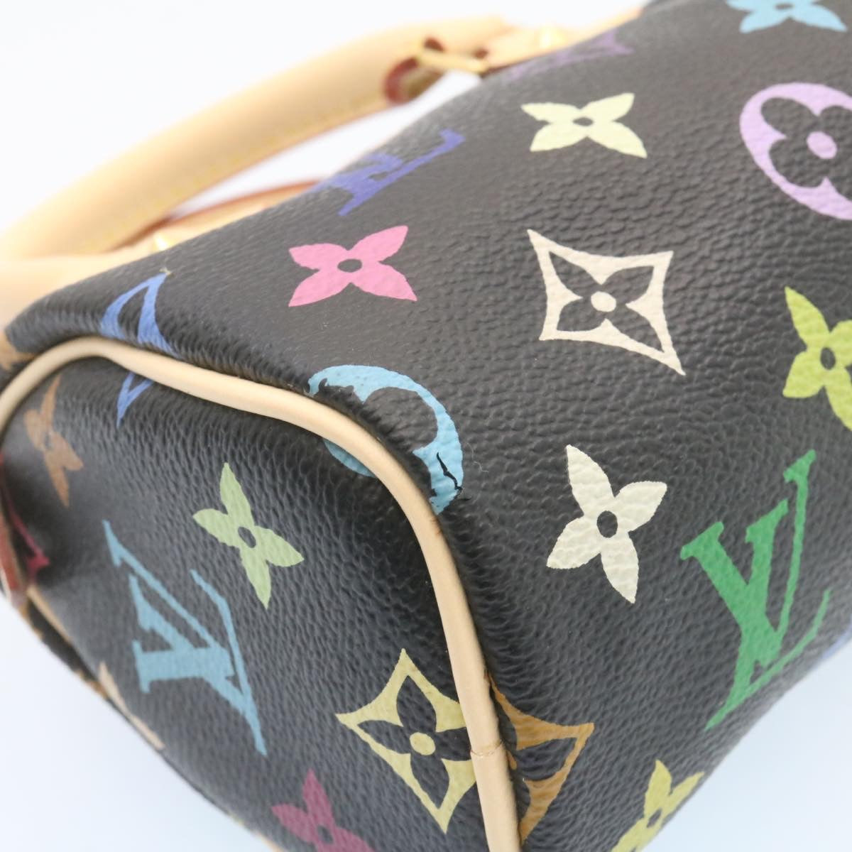 LOUIS VUITTON Monogram Multicolor Mini Speedy Hand Bag Black M92644 Auth 26986SM