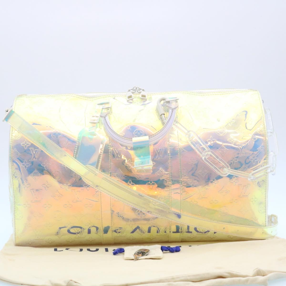 LOUIS VUITTON Monogram Prism Keepall Bandouliere 50 BostonBag M53271 Auth 28628S