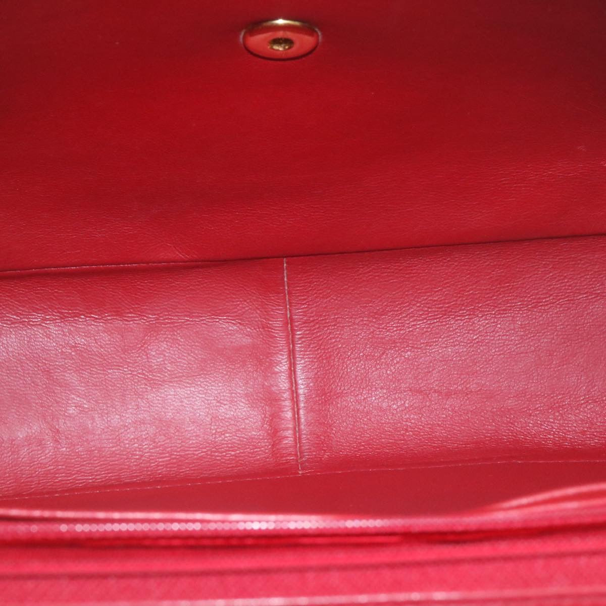 CHANEL Mademoiselle Big Coco Double Chain Shoulder Bag Lamb Skin Red Auth 29129V