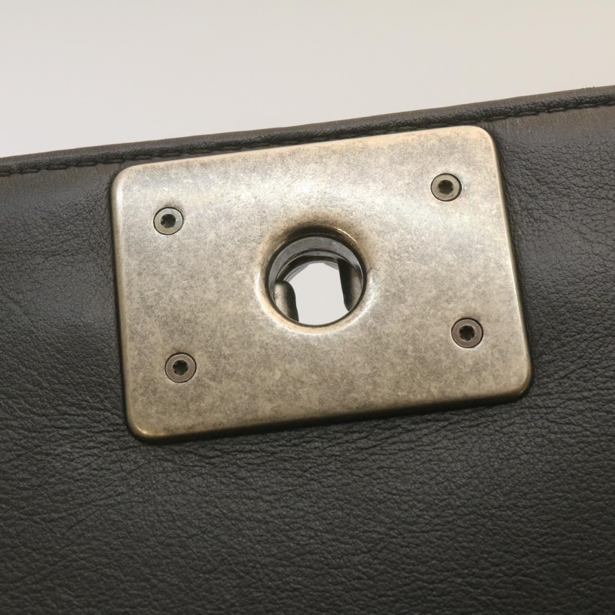 CHANEL Matelasse Boy Chanel Chain Shoulder Bag Lamb Skin Black CC Auth 29190A