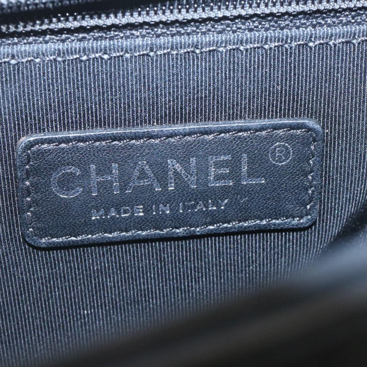 CHANEL Matelasse Boy Chanel Chain Shoulder Bag Lamb Skin Black CC Auth 29190SAM