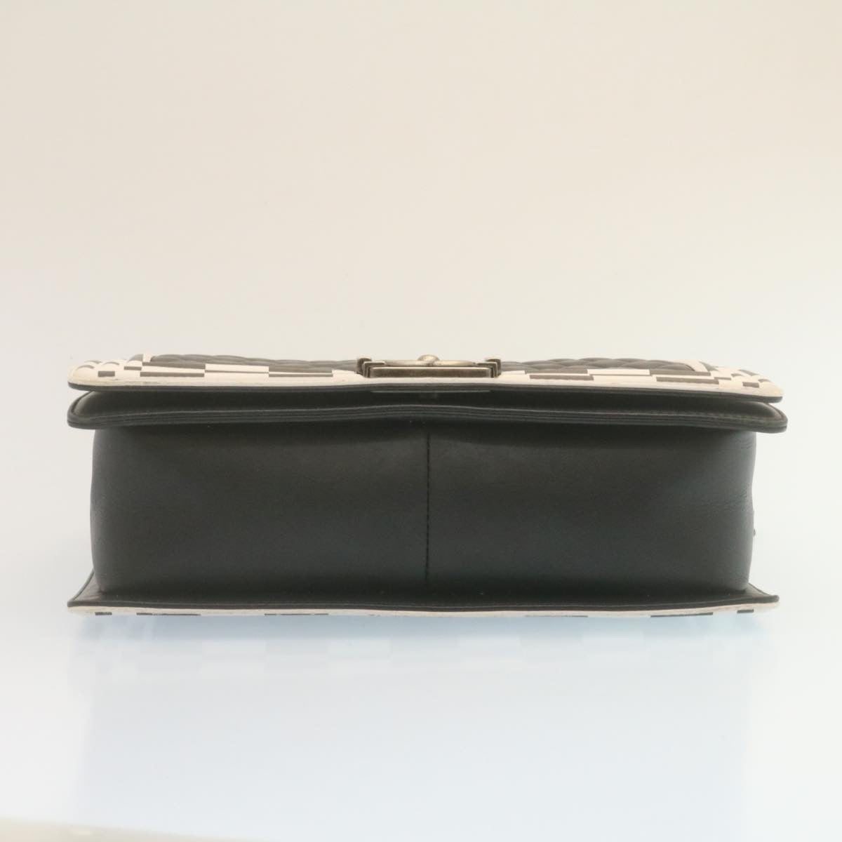 CHANEL Matelasse Boy Chanel Chain Shoulder Bag Lamb Skin Black CC Auth 29190A