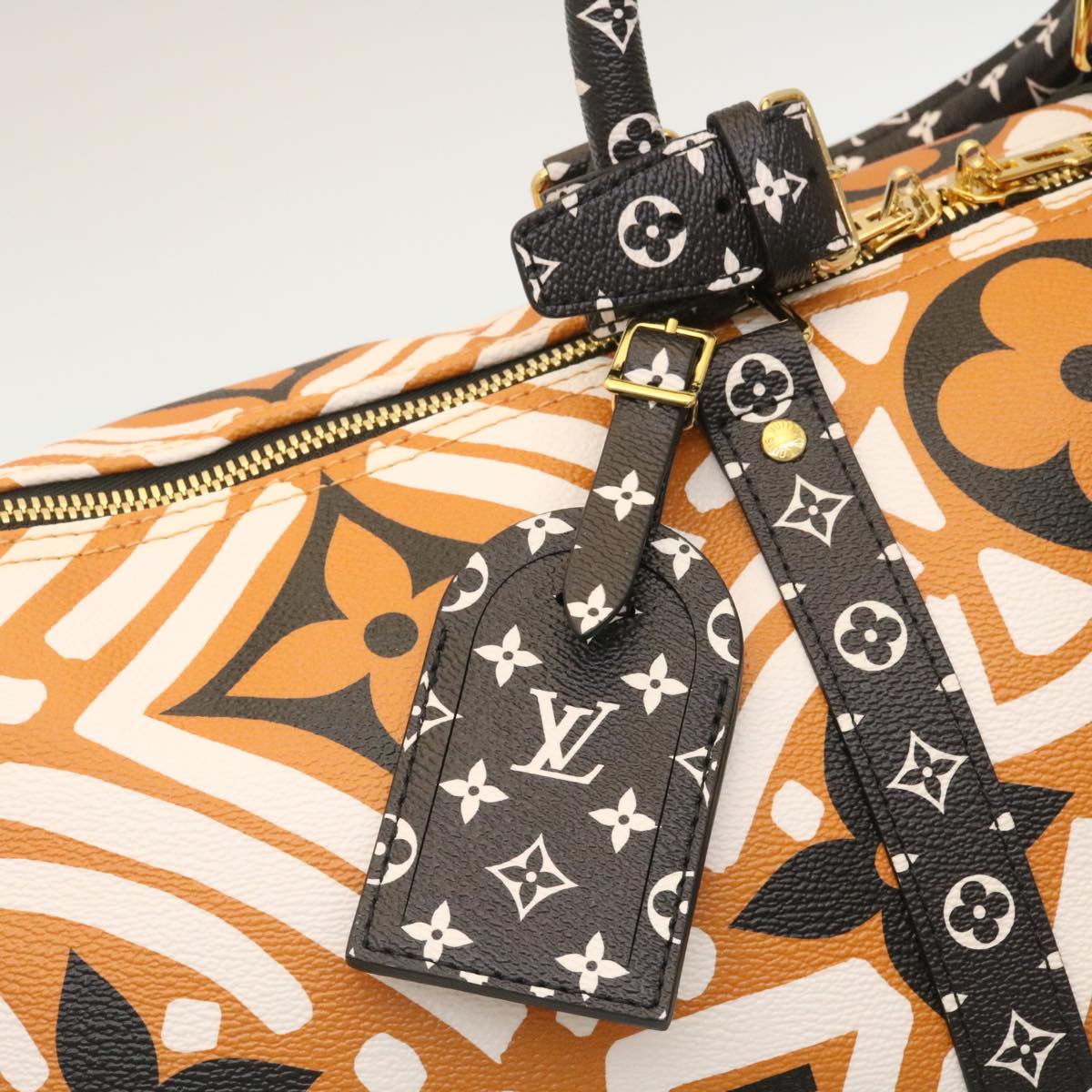 LOUIS VUITTON LV Crafty Keepall Bandouliere 45 Boston Caramel M45473 Auth 29194S