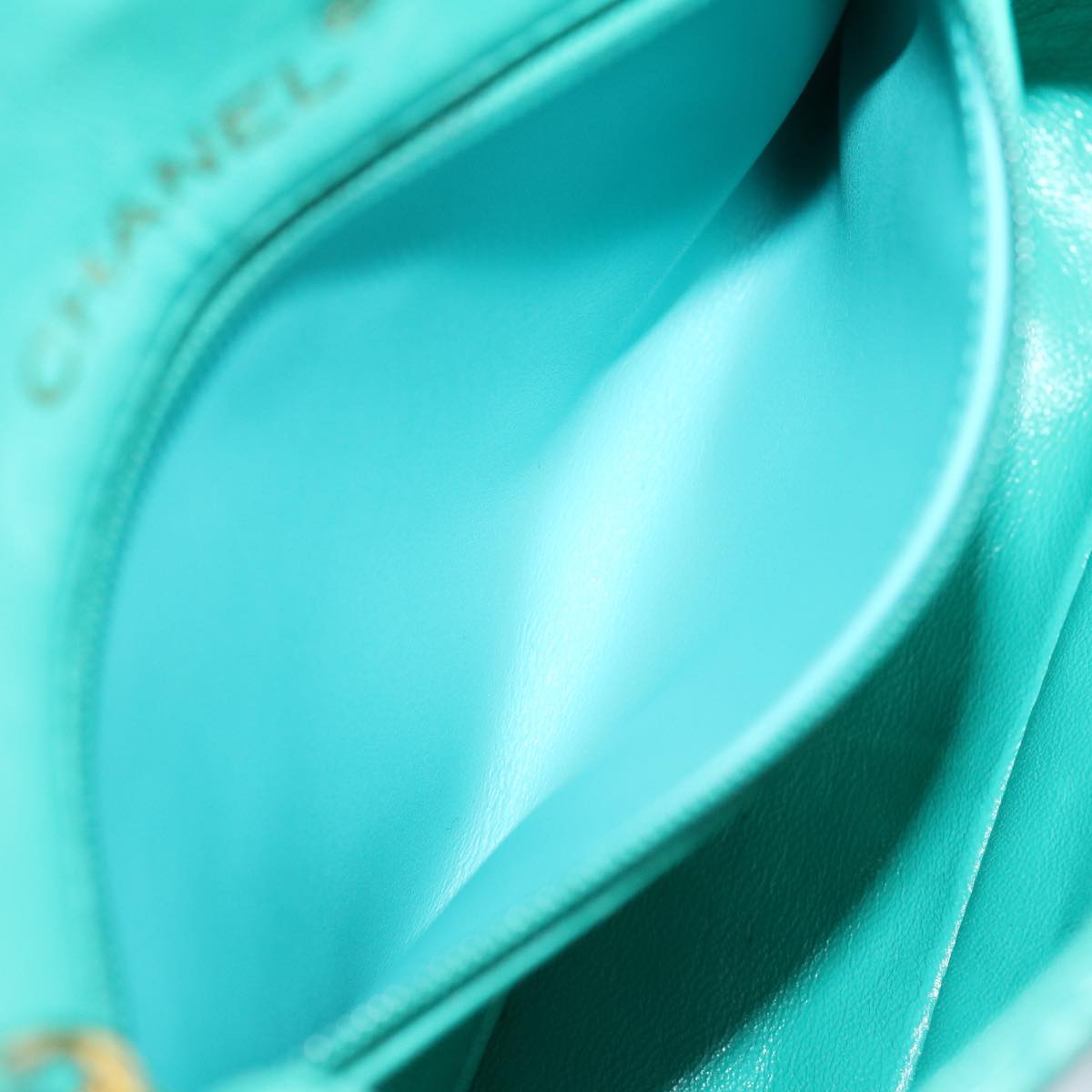 CHANEL Mini Matelasse 17 Flap Chain Bag Lamb Skin Light Blue CC Auth 29527A